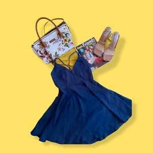 Windsor Circle Flare Sweetheart Navy Strap Dress